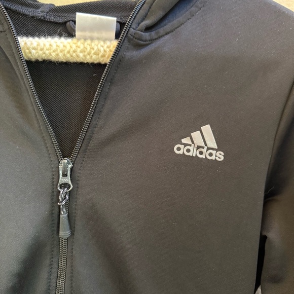 Adidas Women’s Black and Gray Zip Up Hooded Sweatshirt-Size M - Picture 2 of 10